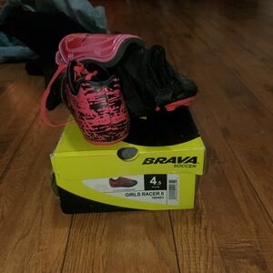 Kids Girls Racer II Pink and Black Shoes And Shin Guards